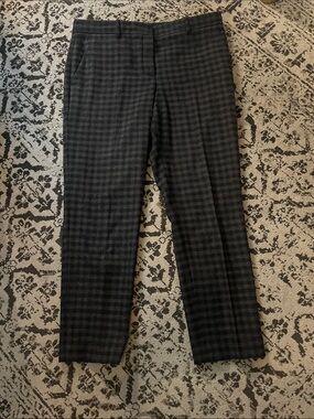 Theory wool blend blue/grey plaid ankle pants